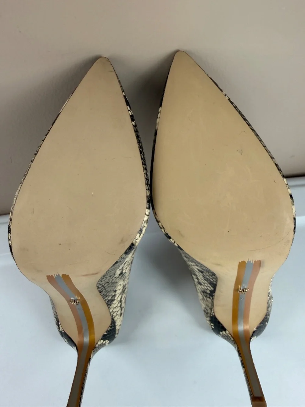 Sam Edelman Harlee Snakeskin Print Mule Heels Pointed Toe Pumps Size 10 NWOT